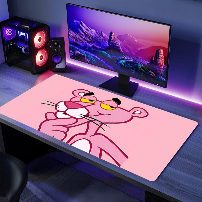 Pink Panther Mouse Pad, Large Gaming Desk Mat, Non-slip XXL Mousepad for Laptop & Tablet, Mini PC Playmat with Stitched Edges