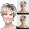 Synthetic Wigs Natural with Bangs Short Straight Wig for Women Heat Resistant Cancer Patients Gift Old Ladies