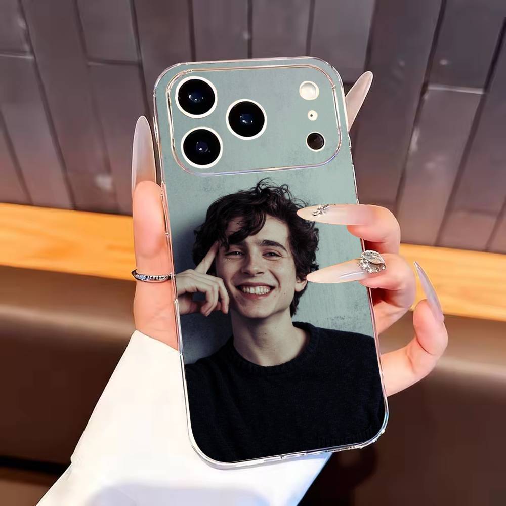 Timothee Chalamet Phone Case For iPhone17,16,15,14,13,12,11 Plus,Pro Max Soft Transparent Cover
