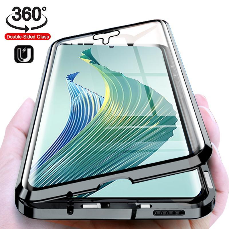 Магнитный флип-чехол с металлическим бампером на 360° для Honor Magic5 Lite 5g, двухсторонний чехол из закаленного стекла Honer Magic 6 Lite 5g