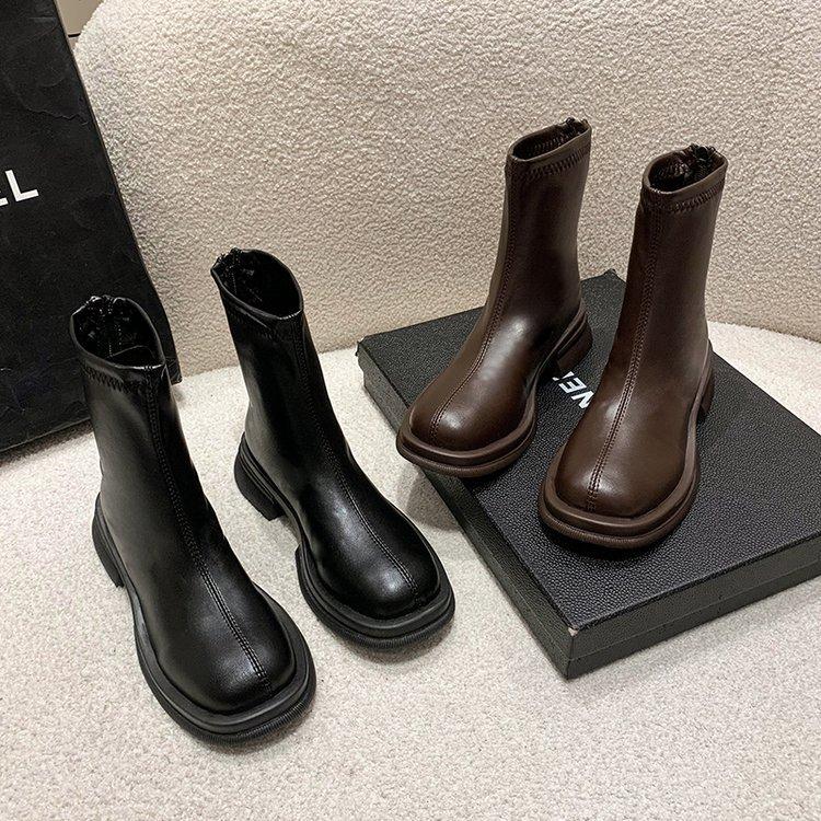 Модные и удобные весенние и осенние одинарные ботинки Ботинки челси Короткие ботинки с толстой подошвой Ботинки Женские эластичные ботинки Короткие ботинки