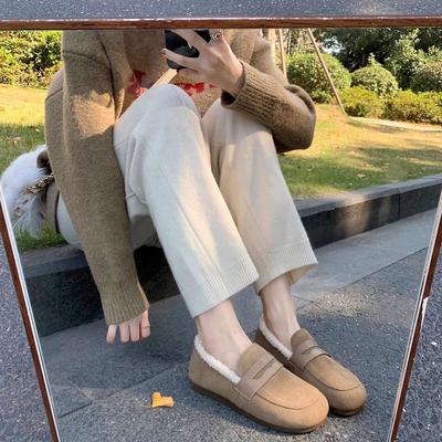 Новое место ретро однопедальные 2025 новые зимние японские туфли Boken плюшевые лоферы Doudou одинарные