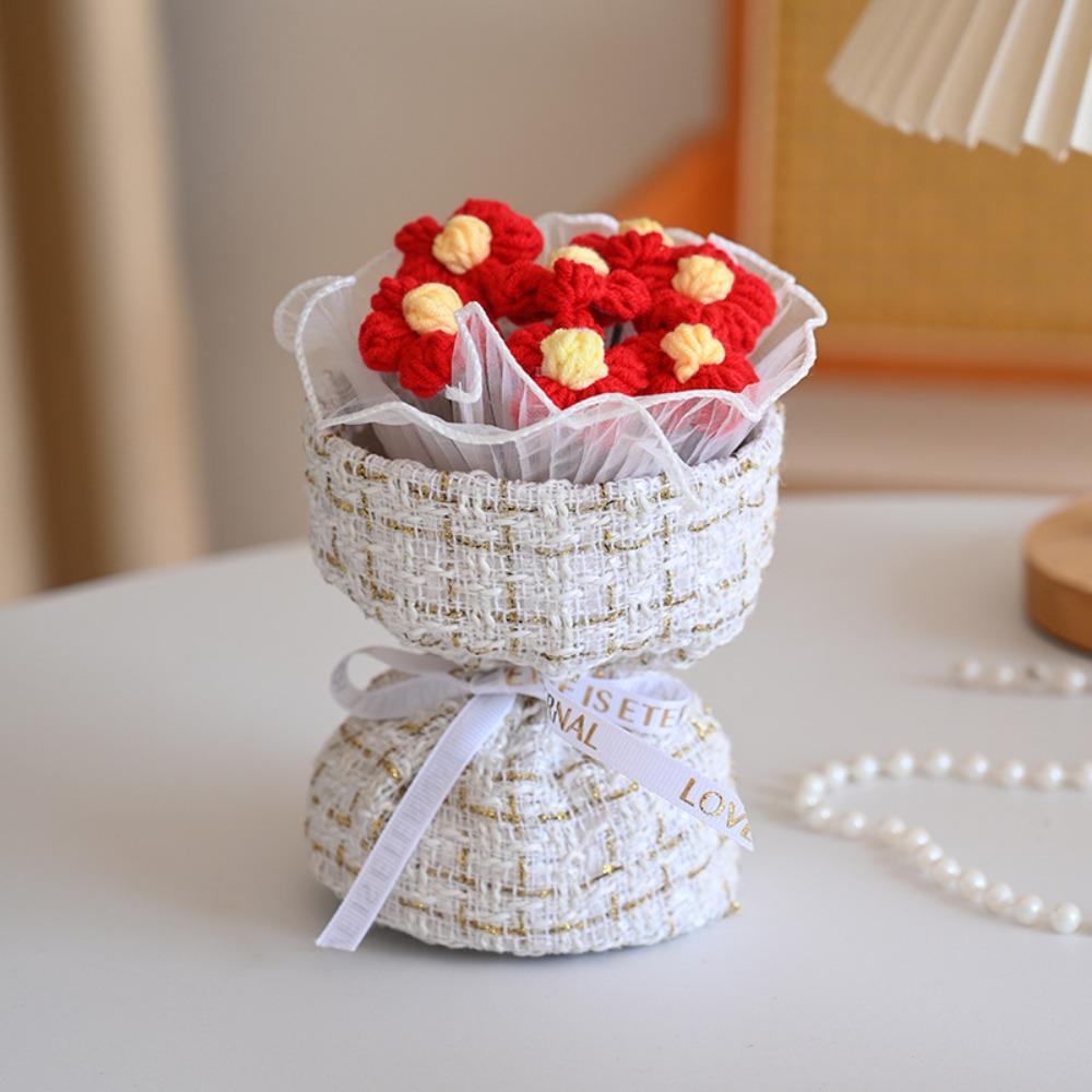 Готовый букет Букет из пушистых цветов Вязаный букет цветов Букет цветов ручной работы День святого Валентина