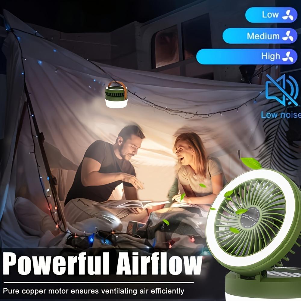 USB Rechargeable/Solar Portable Folding Fan Light Multi Functional Tent Hanging Lantern Travel