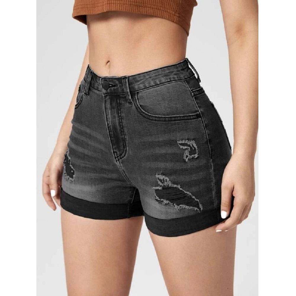 Женские летние джинсовые шорты с высокой талией, рваные эластичные джинсы, короткие брюки, женские повседневные шорты