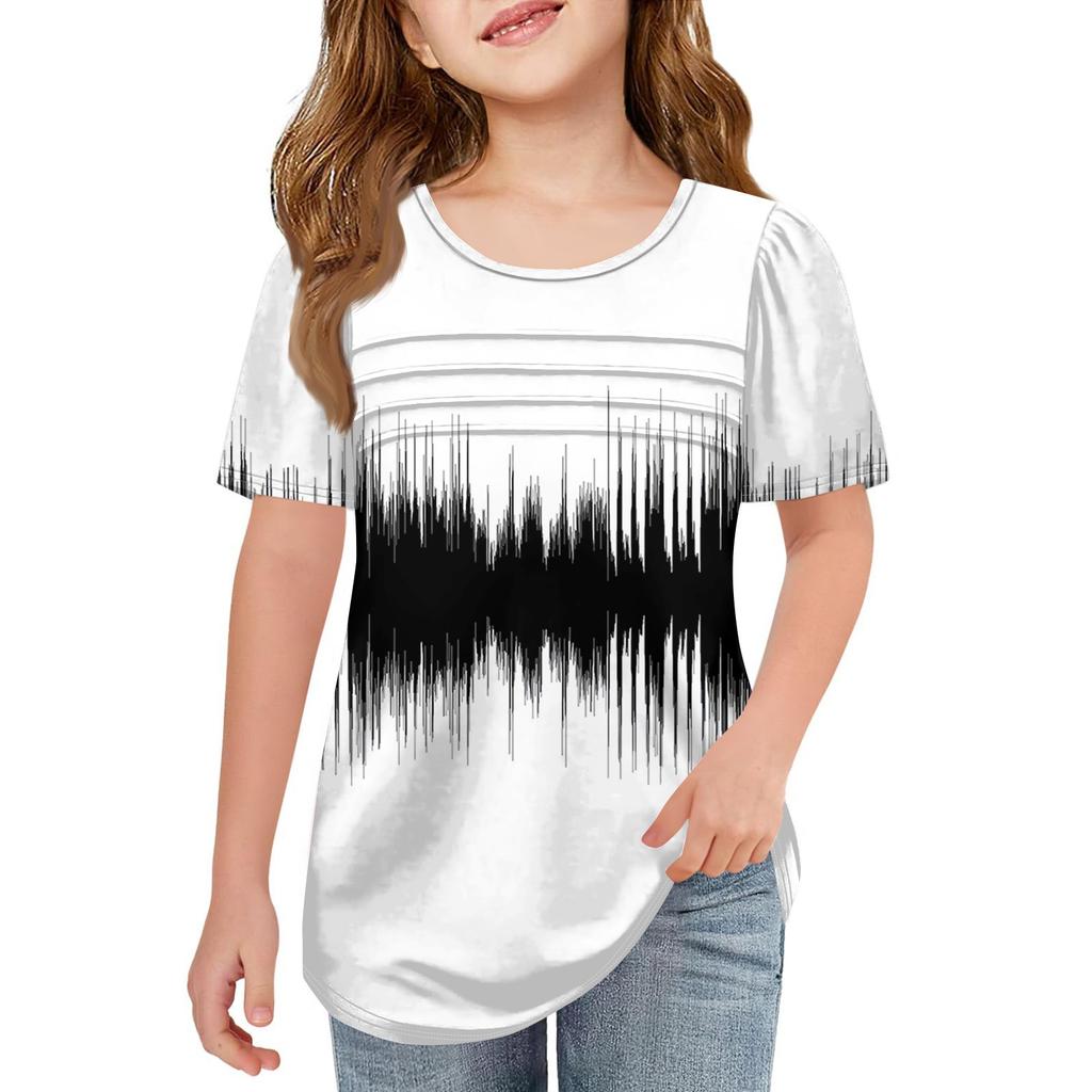 Детские футболки-поло Летнее пальто для отдыха с короткими рукавами Футболка с круглым воротником и принтом