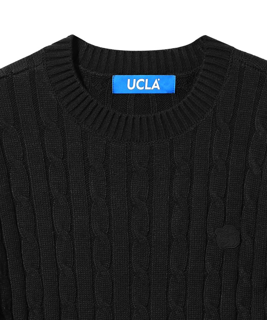 UCLA Unisex Round Neck Cable Knit [Black] (Ua9Lk10)