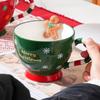 1pc Red/Green Cartoon Ceramic Christmas Breakfast Cup, Christmas Series Mug Cute Cup Halloween Ceramic Cup Christmas Gift Creative Coffee Cup, 500ml,
