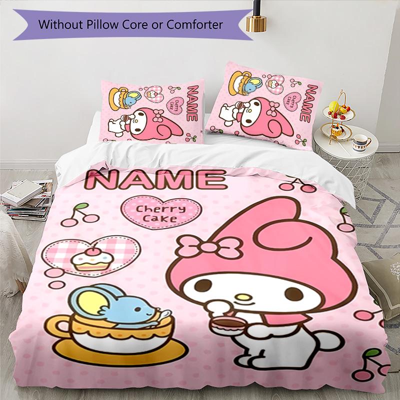 3pcs Melody2 Cover Set - Personalized Name, HD Printed Bedding with 1 Cover and 2 Pillowcases - Perfect for Home Decor, Easy Care