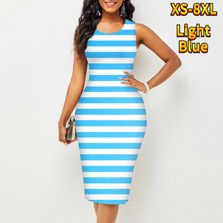 Women's Dress Sling SummerHorizontal Stripes Print Dresses Tight Sleeveless Slim Fit Sexy Fashion Top Clothing