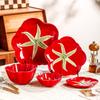 Cartoon Tomato Ceramic Dish Porcelain Plate Red Vegetable Bowl Food Tray Dinner Plate Set Household Kitchenware