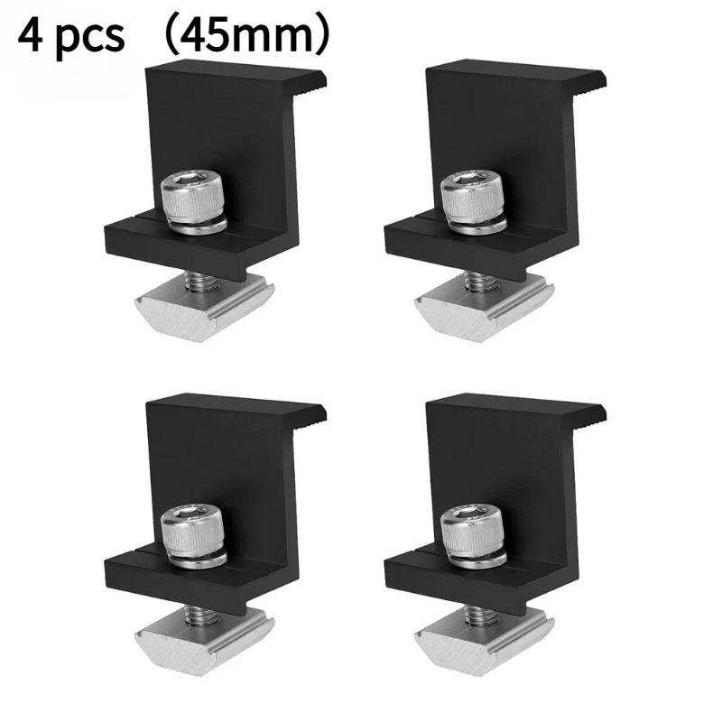 4 Pcs Aluminum Alloy Black Edge Press Edge Card Solar Panel PV Bracket Accessories Press Block Solar PV Mounting Clamp Set