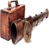 RII 12x Telescope, J. Scott London Functional Vintage Handcrafted Collapsible Pirate Spyglass with Imprinted Leather Case,