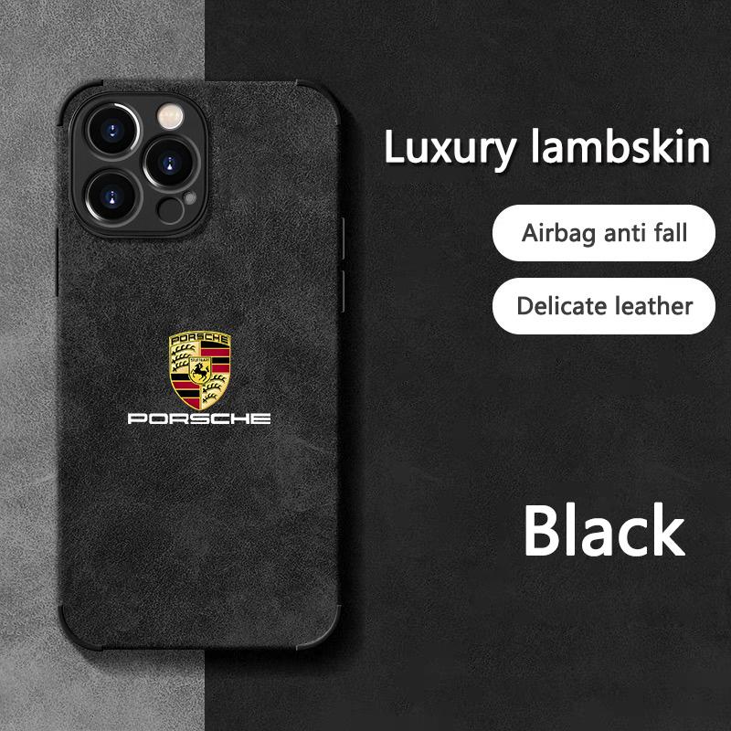 Роскошный чехол для телефона из замши и овчины с эмблемой Porsche для моделей iPhone