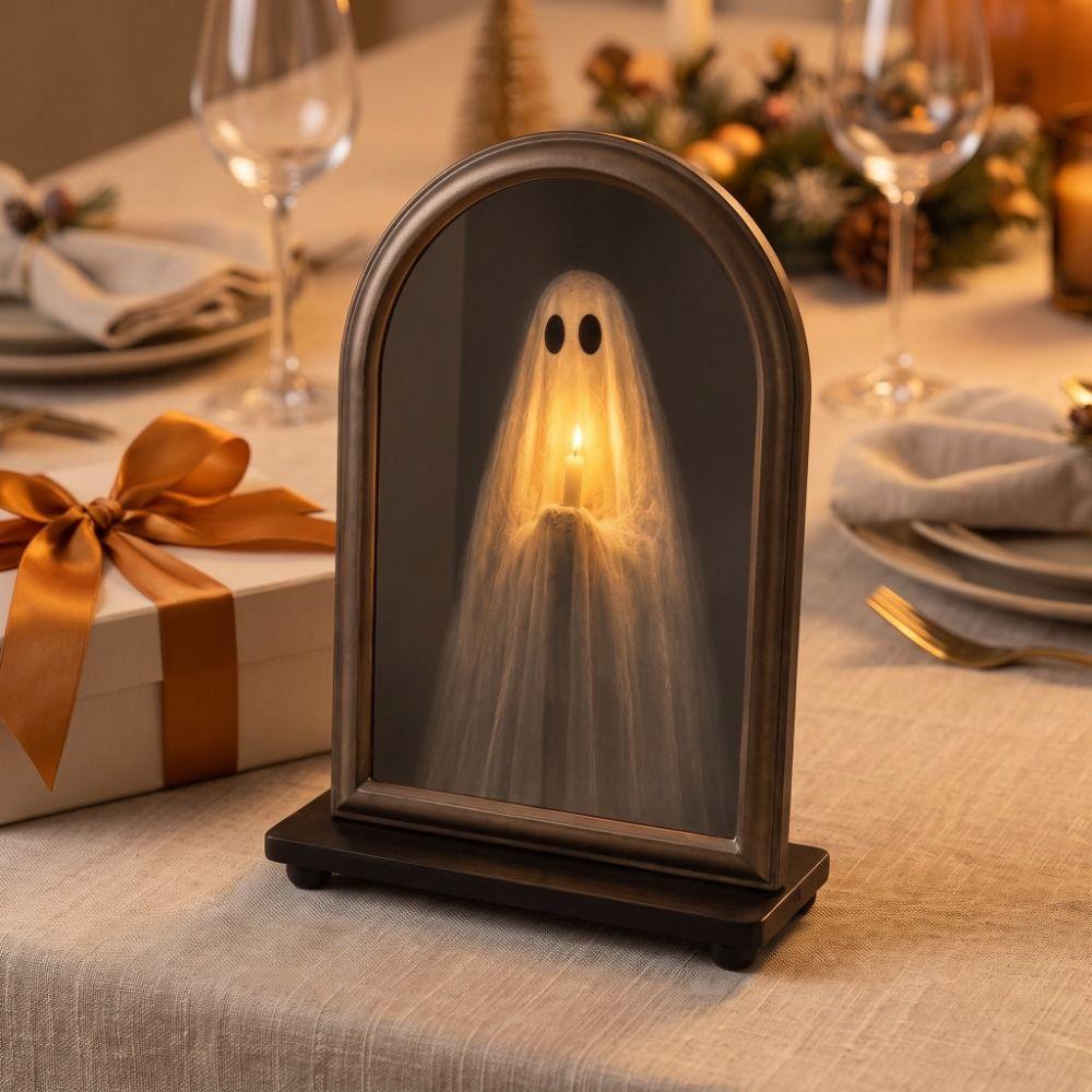 LED Glowing Light Up Ghost Mirror Battery Powered Glowing Ghost Mirror Wall Hanging Mirror Bedroom