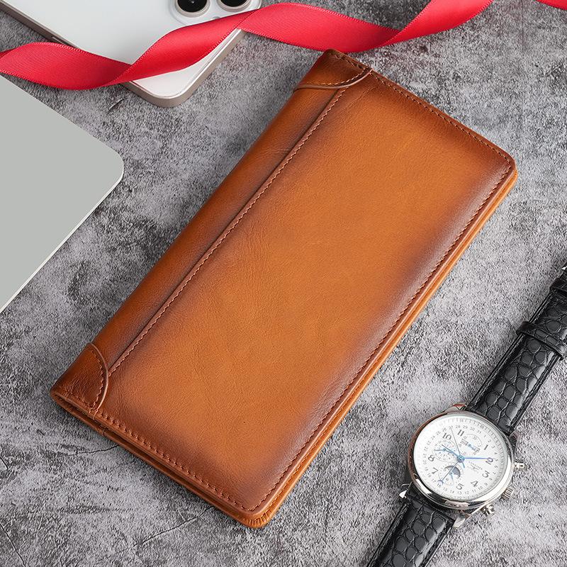 Men Business Wallets Leather Zipper Short Coin Pouch Multi-Card Photo Holder Iron Edge Korean Male Purse