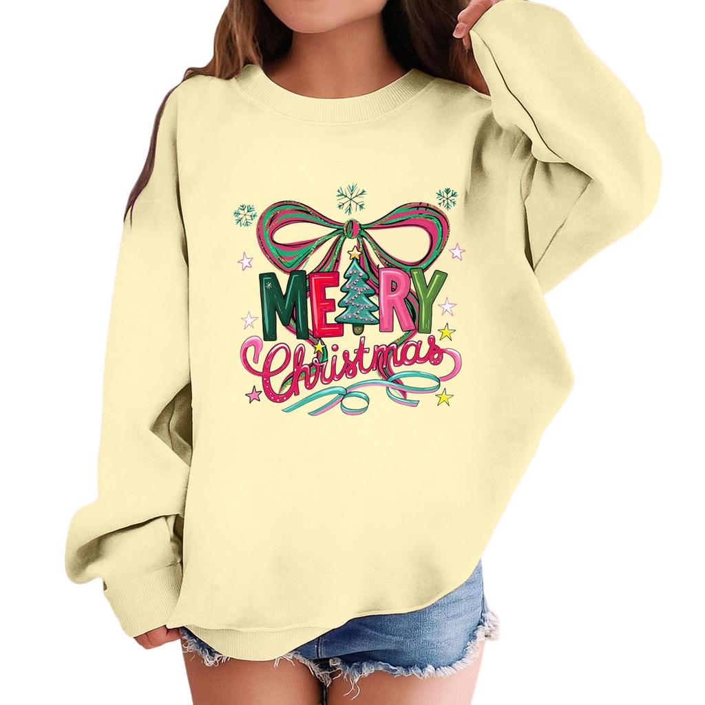 Children's Fashionable Casual Long-sleeved Loose Christmas Print Pullover Sweatshirt