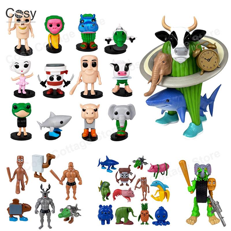 Набор 3D фигурок аниме Tung Tung Sahur, Креативная фигурка монстра-гибрида, Игрушка, Модель, Декор, Подарок для детей, ПВХ, Миниатюрная статуэтка, Коллекционная