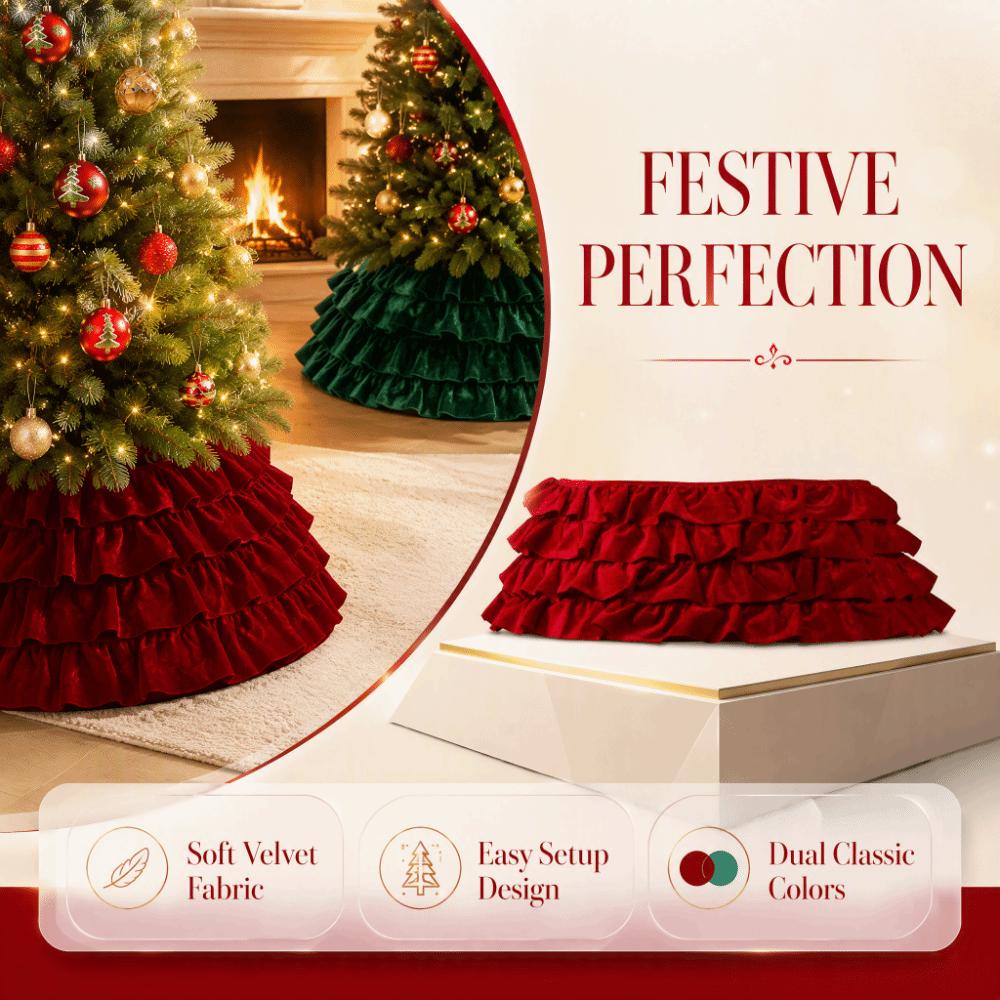 Foldable Xmas Tree Pleated Skirts Round Christmas Tree Collar Christmas Tree Skirts Office