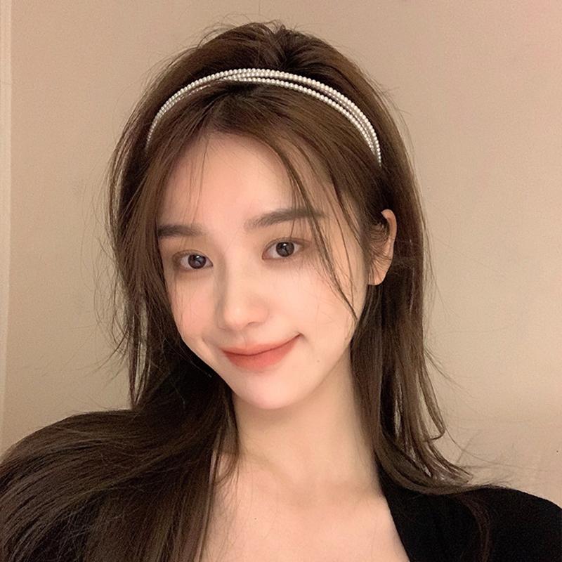Women Three Layers Pearls Hair Bands Elegant Sweet Headband Hair Hoop Head Band Korean Handmade Wedding Gift Hair Accessories