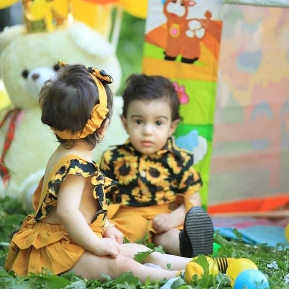 Одежда для новорожденных девочек, комбинезон с рюшами на рукавах и подсолнечником, открытая спина и повязка на голову для детей 0–24 месяцев