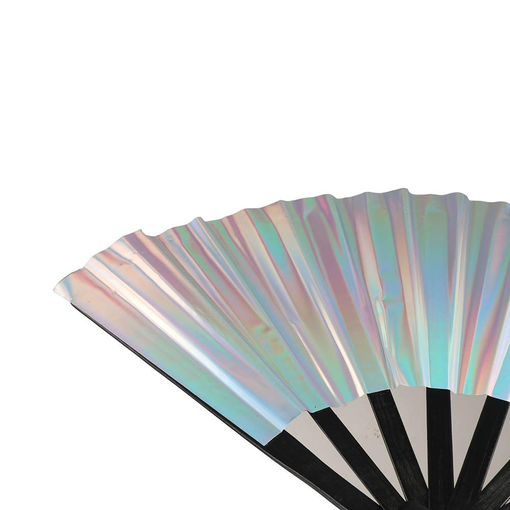 Домашнее украшение Градиентные Разноцветные Лазерные Цвета Веер из ПВХ Большого Размера Веер для Тайцзи Бамбуковая Ручка Складной Веер Реквизит для Фотосъемки
