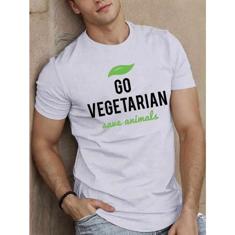 Европейские размеры Go Vegetarian Save Animals Мужская футболка с коротким рукавом - Легкая летняя повседневная футболка с геометрическим принтом