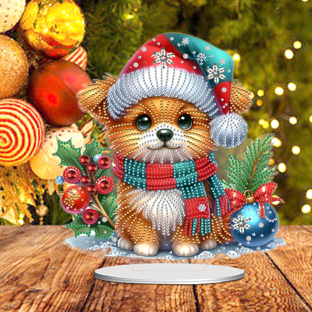 Christmas 2D Flat Diamond Painting Desktop Ornaments Kit 5D DIY Diamond Art Tabletop Decorations for Home Office Desktop Decor