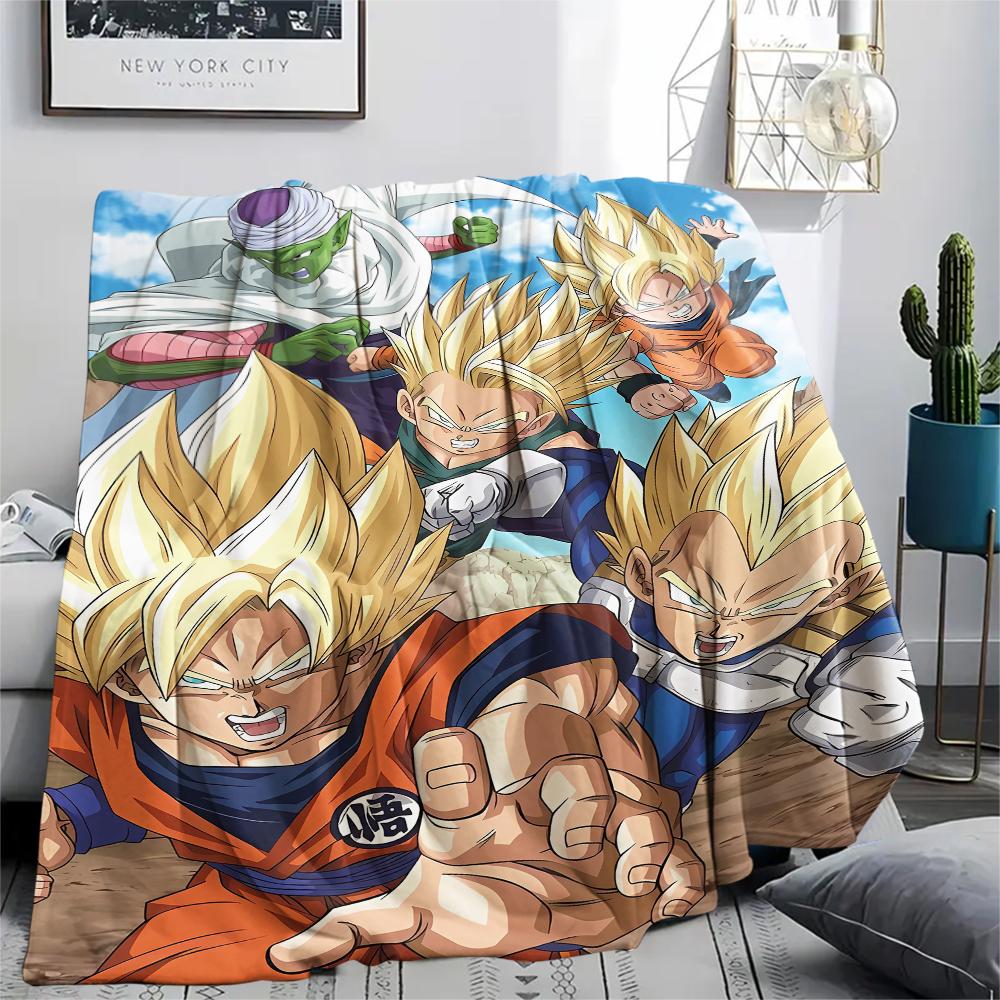 Фланелевое одеяло с принтом персонажей Dragon Ball, Высококачественное, Удобное для всех сезонов, Декор для дома, Тепло и уют, Идеально для рождественских подарков