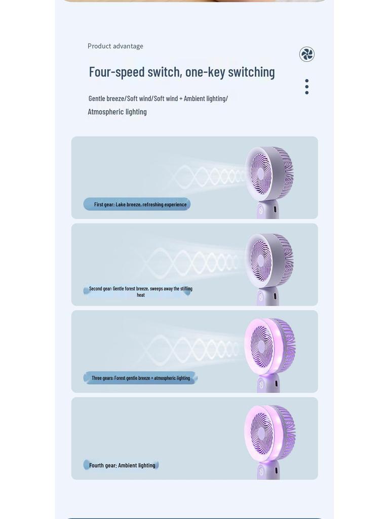 Handheld Mini USB Fan: Portable, Rechargeable Desktop Fan with Cross-Border Lighting