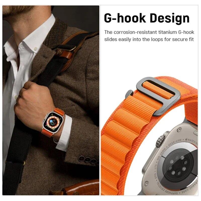 Ремешок Alpine Loop для Apple Watch Браслет iWatch Ultra Series 9 8 7 6 5 3 SE 3 2 1 49 мм, 44 мм, 40 мм, 45 мм, 41 мм, 42 мм 38 мм Ремешок Ultra2
