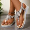 Fashion 2025 Summer Fashion Women's Clip Toe Platform Sandals Silver Cut Out Wedge Heels Sandalias Mujer Beach Casual Thick Flip Flops