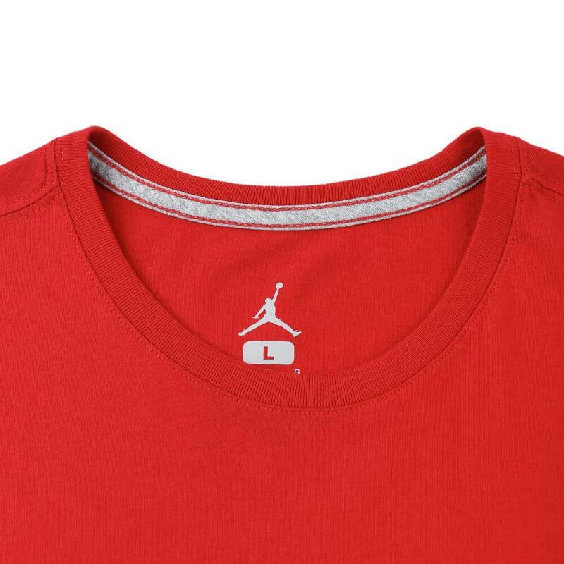 Jordan Модная однотонная универсальная дышащая футболка с коротким рукавом Мужские топы Красный AJ1159-611