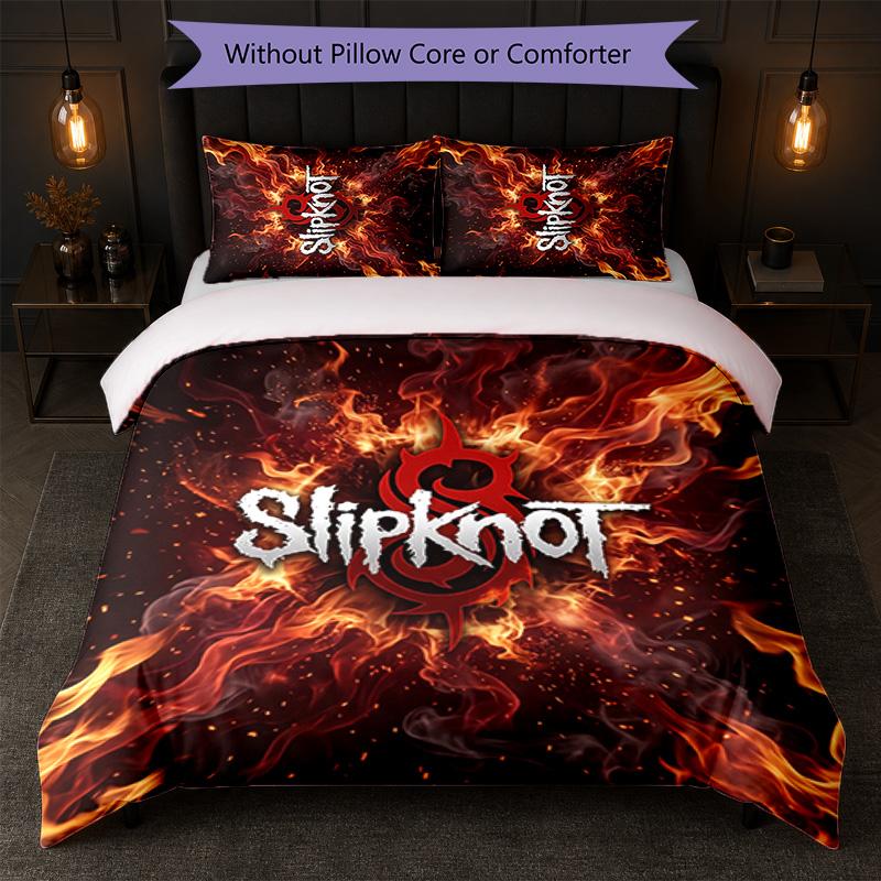 Slipknot Print 3Pcs Bedding Set Duvet Cover With Two Pillowcases Soft Bed Linen For Household Bedroom