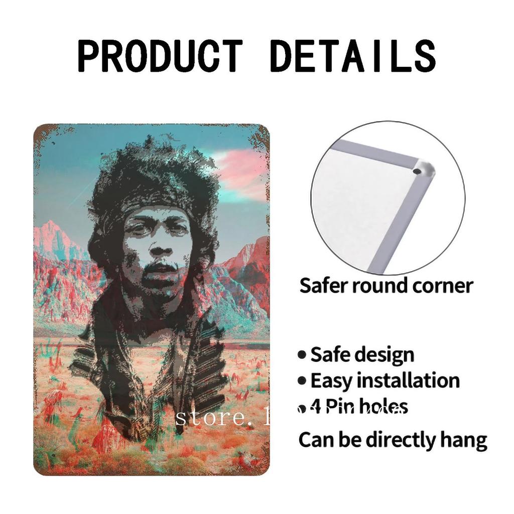 Джими Хендрикс Металлические таблички и знаки настенный декор Винтажные жестяные таблички Капитан Металлический постер Декор для бара паба клуба Настенное украшение