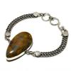 Bamboo Jasper Gemstone 925 Silver Plated Handmade Jewelry Bracelet 6-8"