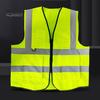 Рабочий жилет для мужчин и женщин, светоотражающий жилет с V-образным вырезом, без рукавов, на молнии, дышащий ночной защитный жилет