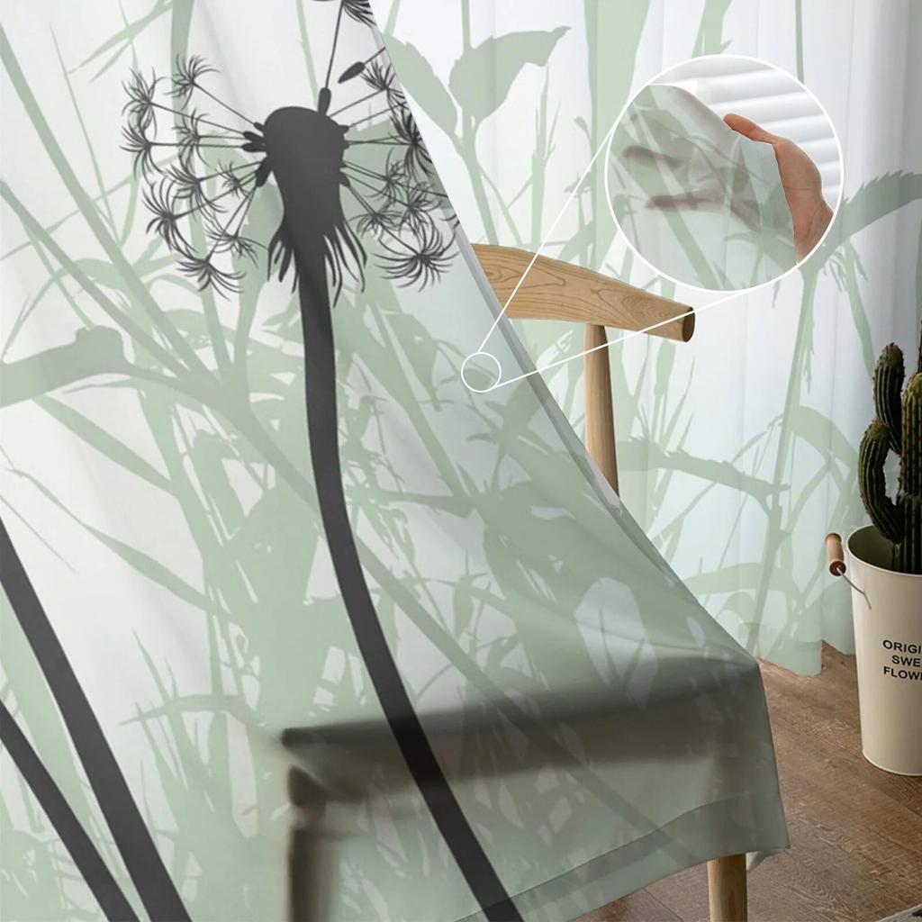Autumn Theme Dandelion Flowers Tulle Curtains for Bedroom Modern Voile Curtains Home Decoration Window Curtains
