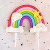 Rainbow Birthday Cake Decoration Cute Cartoon Rainbow Cake Toppers Kids Girls Happy Rainbow Cloud Unicorn Birthday Cupcake Decor