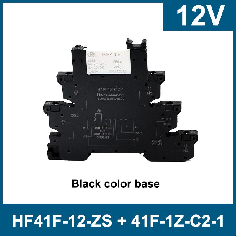 Реле 6A 1CO 41F-5-ZS 41F-12-ZS 41F-24-ZS 5V 12V 24V Крепление на DIN-рейку со светодиодом Высокочастотное Ультратонкое Тонкое/SSR Реле
