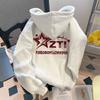 Свитшот для женщин Оверсайз С капюшоном Свободный С высоким воротником Повседневный Пуловер С длинным рукавом Весенний Свитшот Топ