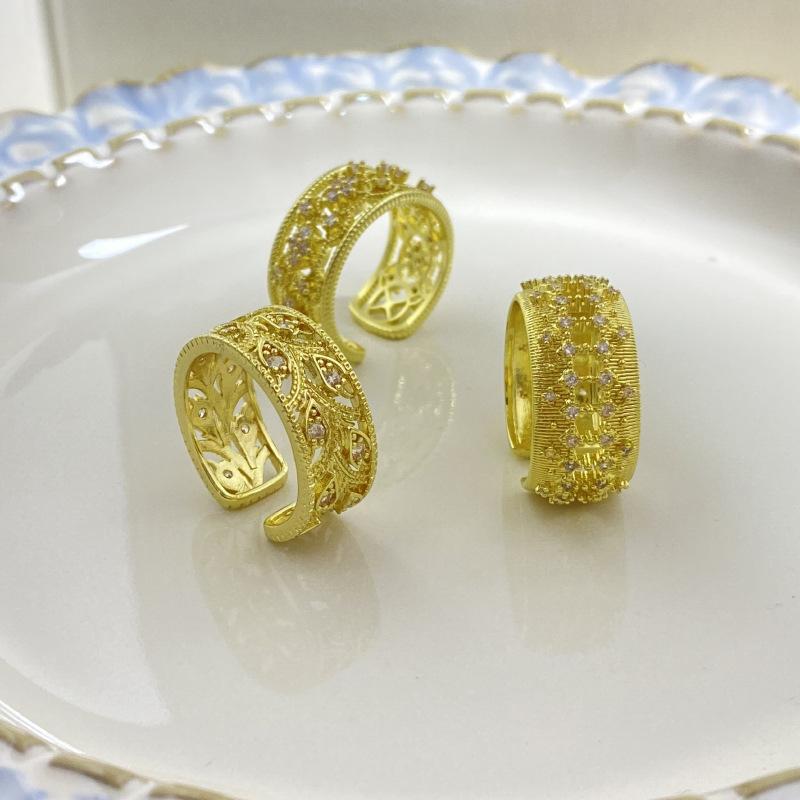 Unique Geometric Design Copper Ring For Women With Adjustable Fit And Colorful Zircon Stones