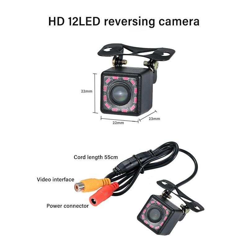 Универсальная автомобильная камера заднего вида с 12 светодиодами, инфракрасная лампа ночного видения, водонепроницаемая 170 °, широкоугольная HD камера заднего вида с линиями шкалы расстояний