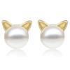 Xiaomi Huitan Cute Cat Ear Simulated Pearl Stud Earrings for Women 3 Metal Colors Temperament Sweet Piercing Earrings Chic Jewelry