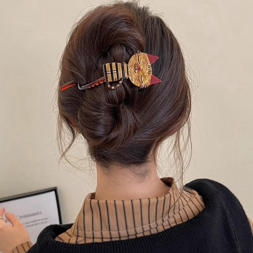 Hair Accessories Twist Hair Clip Cartoon Cat Long Hair Holder New Barrette Hairpin Women Gift
