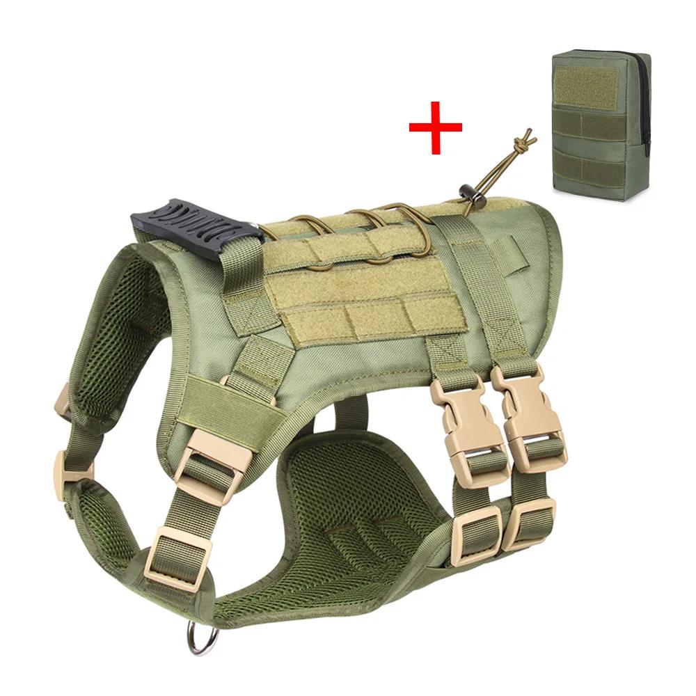 Military Style Oxford Cloth Pet Tactical Chest Back Solid and Durable Dog Vest Multifunctional Large Dogs Leash Explosion Shock Pet Products Supplies