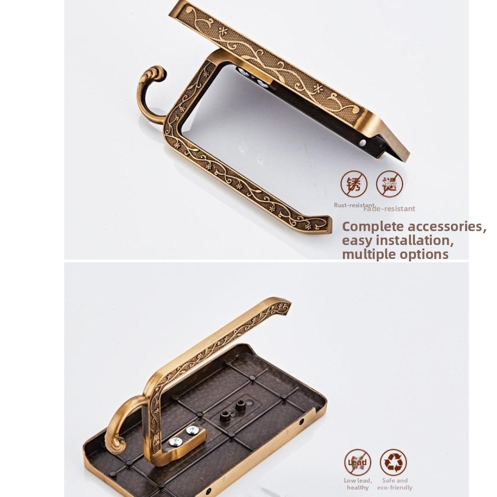Vintage Tissue Roll Rack Wall-Mounted Mobile Phone Rack Easy Install Paper Dispenser Home Use