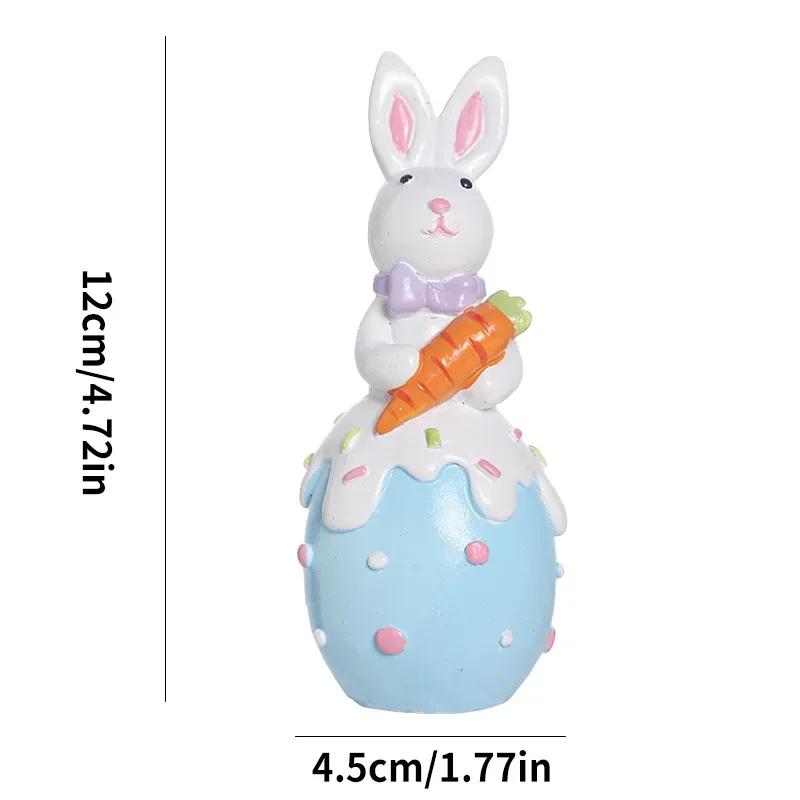 Resin Easter Egg Bunny Decor Table Rabbit Spring Bunnies Statue Figurine for Home Farmhouse Easter Decorations