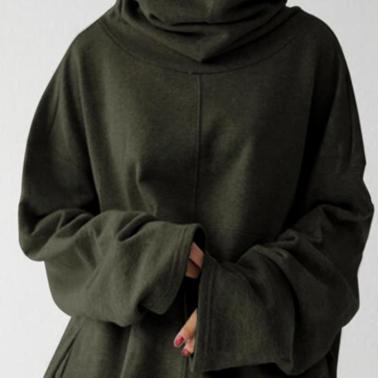 Однотонный боковой карман, пуловер, блузка, плюшевая подкладка, длинный рукав, водолазка, женская толстовка, спортивный костюм