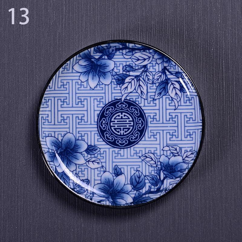 1 шт. Сине-белая керамическая подставка для чайной чашки, фарфоровая подкладка для чайной чашки, подставка в китайском стиле, изоляционная подставка, поднос